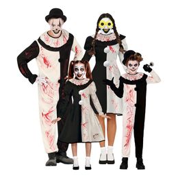 Bildspel - Skräckclown Svart/Vit Klänning Barn Maskeraddräkt