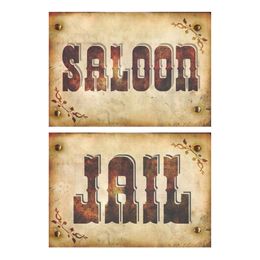 Skyltar Saloon & Jail i Papp