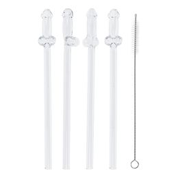 Snoppsugrör i Glas med Rengöringsborste