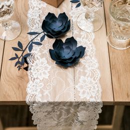 Bildspel - Spetsband Blommor Off-White på Rulle