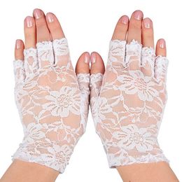 Spetshandskar Halva Fingrar Vita