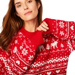 Lysbildefremvisning - Strikket Rød Oversize Julekjole