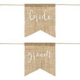 Tuolikoristeet Bride & Groom Jute