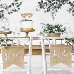 Diaesitys - Tuolikoristeet Bride & Groom Jute