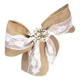 Stolsrosett i Säckväv med Spets