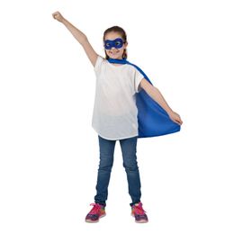 Lysbildefremvisning - Superhelte Kappe med Maske Blå Børn