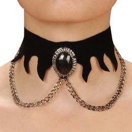 Lysbildefremvisning - Svart Kragehalsbånd med Kjettinger