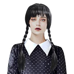 Svart Peruk med Flätor