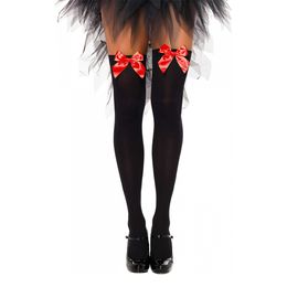 Svarta Knästrumpor med Röd Rosett Deluxe