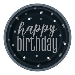 Mustat Pahvilautaset Happy Birthday