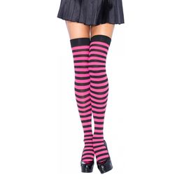 Mustat/Vaaleanpunaiset Polvisukat Raidalliset Deluxe