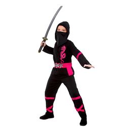 Svart/Rosa Power Ninja Barn Maskeraddräkt