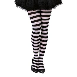 Svart/Vita Randiga Strumpbyxor