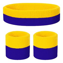 Svettarmband & Pannband Blå/Gul