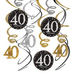 Swirls 40 Guld/Silver Hängande Dekoration