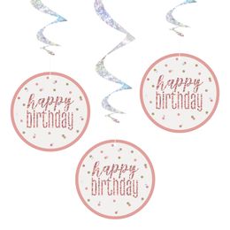 Swirls Happy Birthday Roséguld