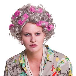 Tant Peruk med Hårrullar