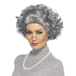 Gammel Dame Parykksett Grå