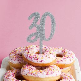 Bildspel - Tårtdekoration 30 Silver i Akryl