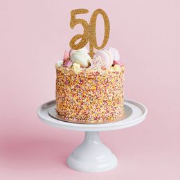 Bildspel - Tårtdekoration 50 Guld i Akryl