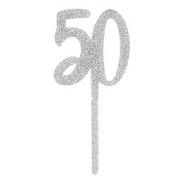 Tårtdekoration 50 Silver i Akryl