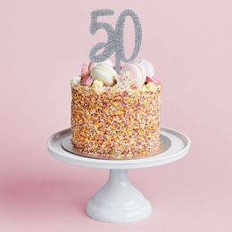 Bildspel - Tårtdekoration 50 Silver i Akryl