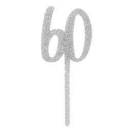 Tårtdekoration 60 Silver i Akryl