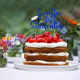 Bildspel - Tårtdekoration Grattis till Studenten Blå