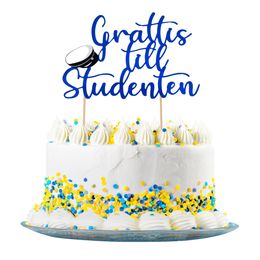 Tårtdekoration Grattis till Studenten Blå
