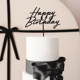 Lysbildefremvisning - Kakedekorasjon Happy Birthday i akryl