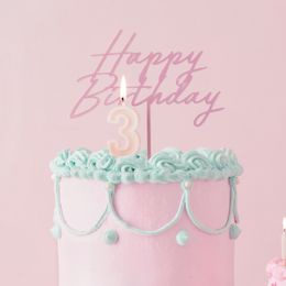 Diaesitys - Kakkukoriste Happy Birthday Vaaleanpunainen