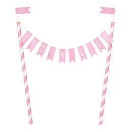 Tårtdekoration It´s A Girl Ljusrosa Flaggor