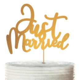 Tårtdekoration Just Married Guld