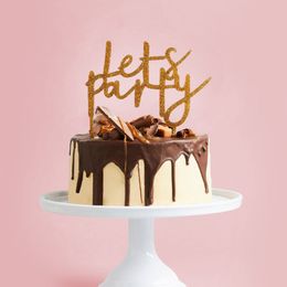 Bildspel - Tårtdekoration Let's Party Guld i Akryl
