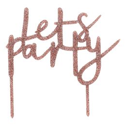 Tårtdekoration Let's Party Roséguld i Akryl