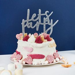 Bildspel - Tårtdekoration Let's Party Silver i Akryl
