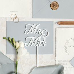 Bildspel - Tårtdekoration Mr & Mrs Vit i Akryl