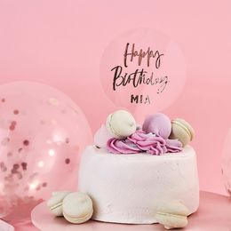 Bildspel - Tårtdekoration Personlig Roséguld i Akryl