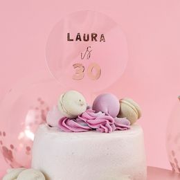 Bildspel - Tårtdekoration Personlig Roséguld i Akryl