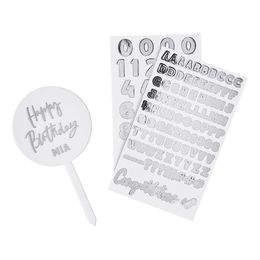 Tårtdekoration Personlig Silver i Akryl