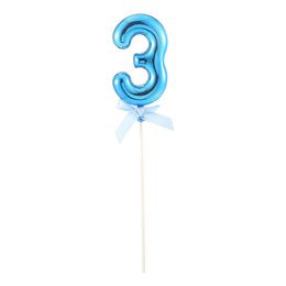 Lysbildefremvisning - Kagedekoration Tal Blå med Sløjfe