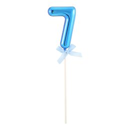 Lysbildefremvisning - Kagedekoration Tal Blå med Sløjfe