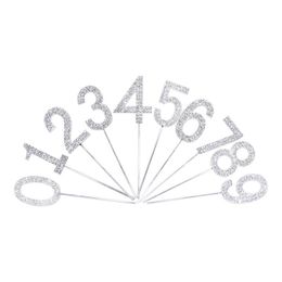 Tårtdekoration Siffra Diamanter Silver