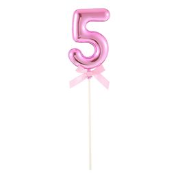 Lysbildefremvisning - Kakedekorasjon Tall Rosa med Sløyfe