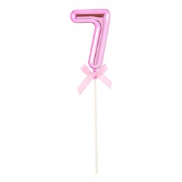 Lysbildefremvisning - Kakedekorasjon Tall Rosa med Sløyfe