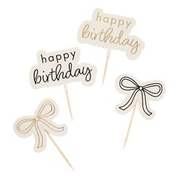 Tårtdekorationer Happy Birthday Cremevit Rosett