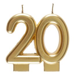 Tårtljus 20 Matt Guld