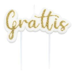 Tårtljus Grattis Guld Glitter
