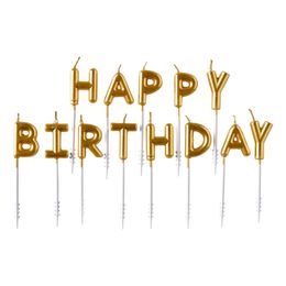 Kakkukynttilät Happy Birthday Kulta
