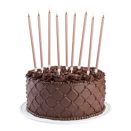 Bildspel - Tårtljus Långa Roséguld Metallic